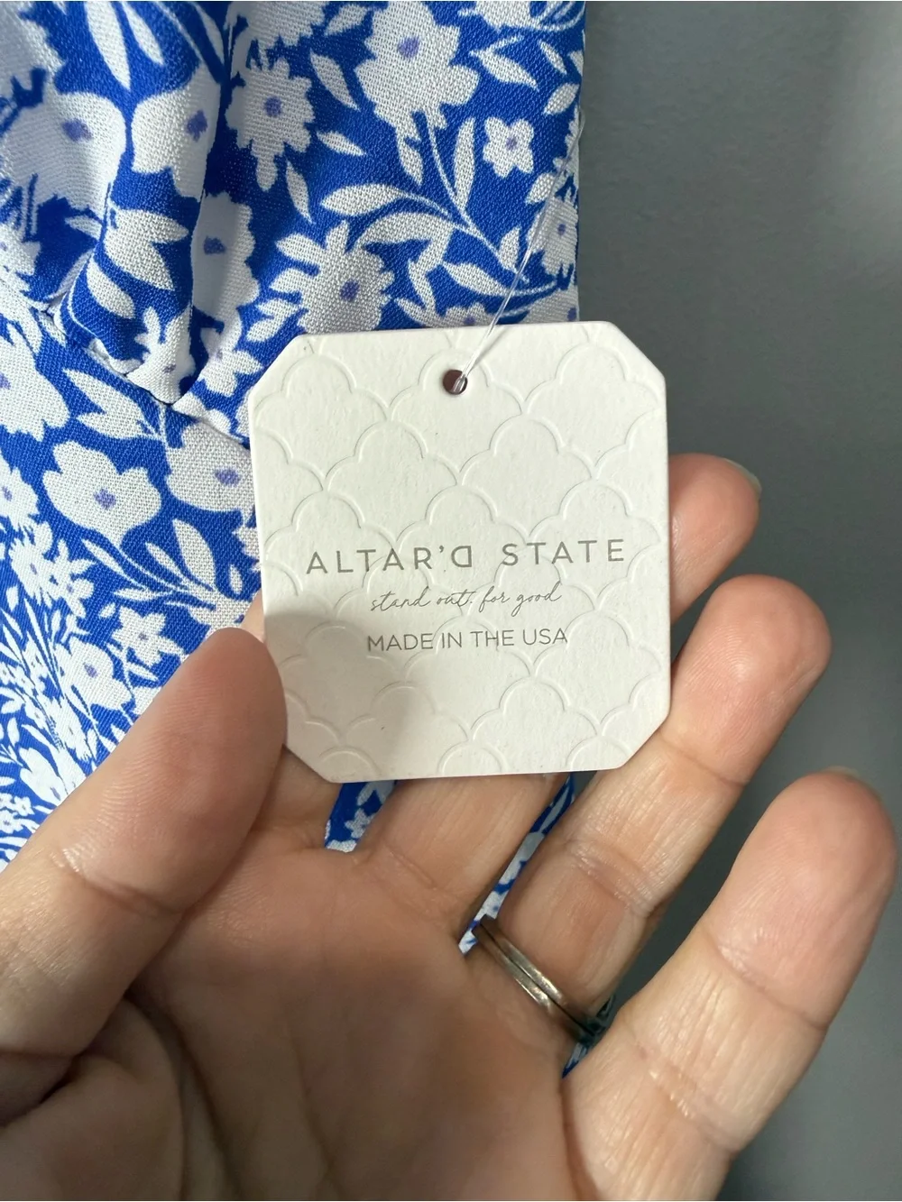 Altar’d State NWT‎ Blue White Floral Cutout Tie Back Mini Dress Medium